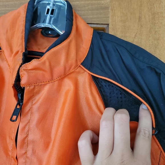 Sold--- jacket with liner. Revolution gear size large Orange and black. Vents - Picture 5 of 7